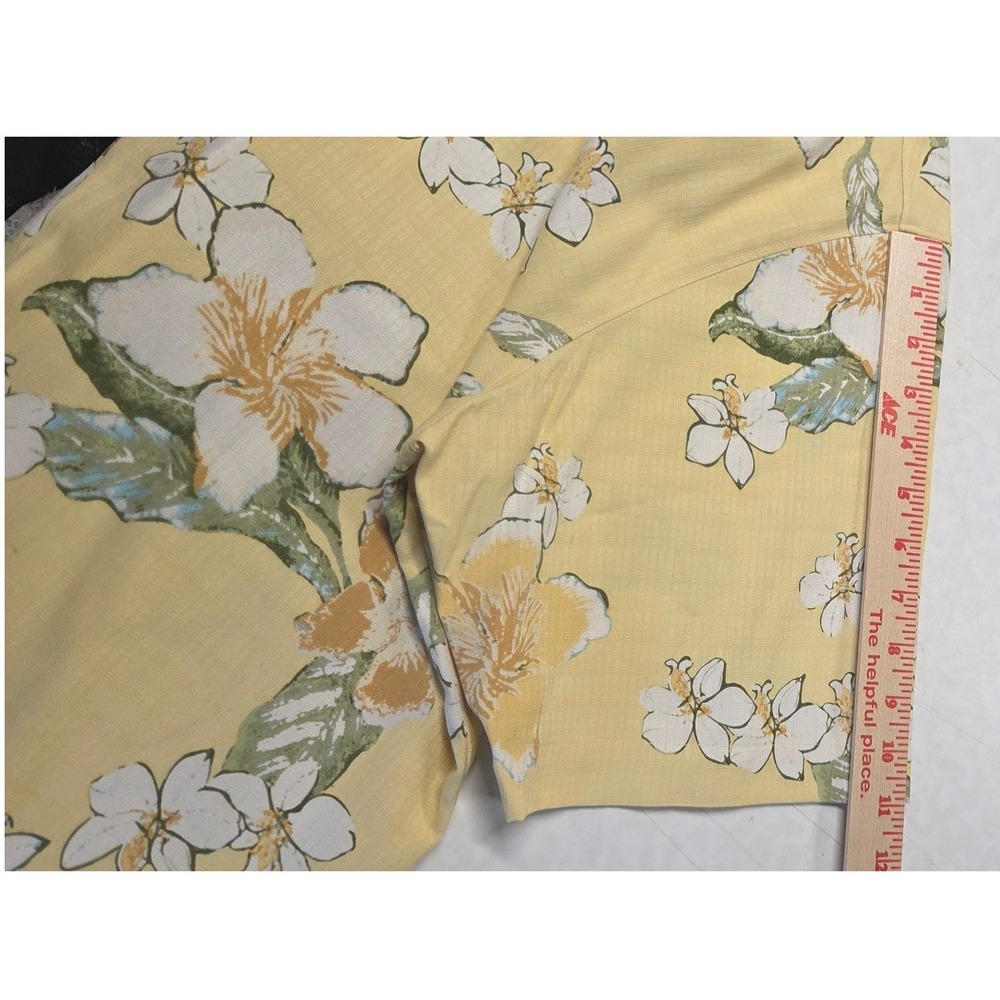 Tommy Bahama Camp Shirt Mens Large Yellow NWT Silk Batiki Coast Floral Tropical - Picture 6 of 6